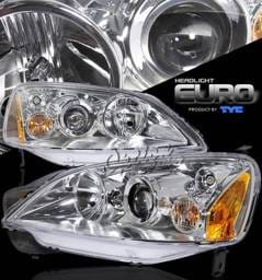 Honda Civic Option Racing Projector Headlights - Chrome Projector - 80-5921-05