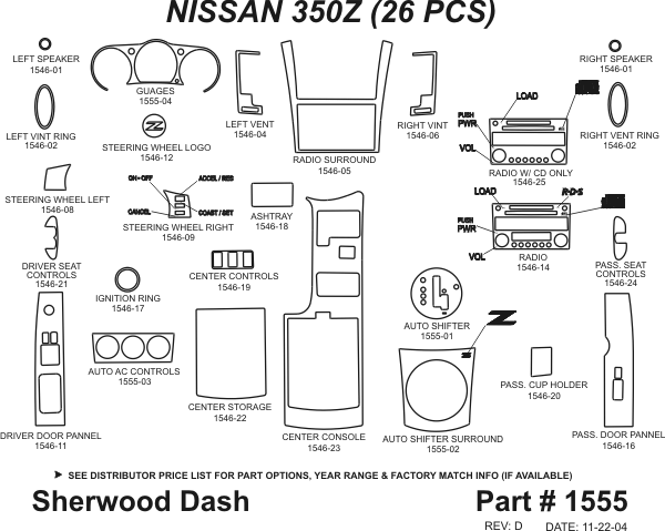 Nissan 350Z Sherwood 2D Flat Dash Kit thumbnail 5