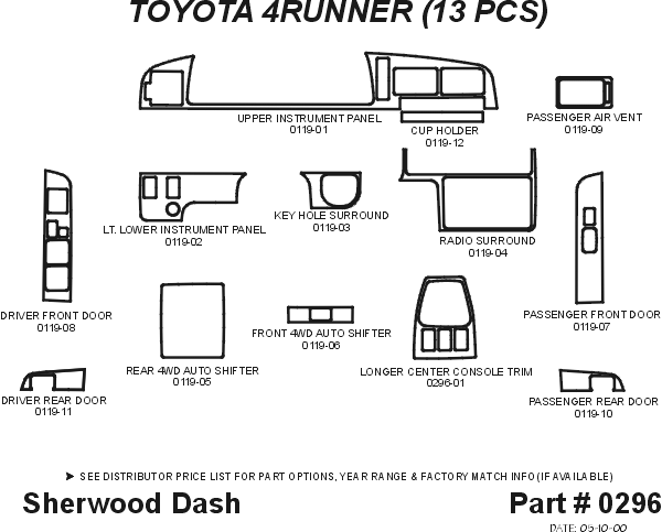 Toyota 4Runner Sherwood 2D Flat Dash Kit thumbnail 5