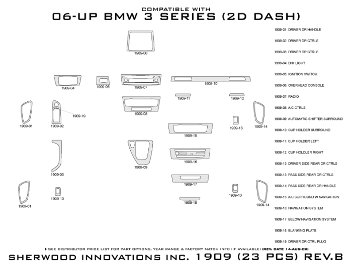 BMW 3 Series Sherwood 2D Flat Dash Kit thumbnail 5