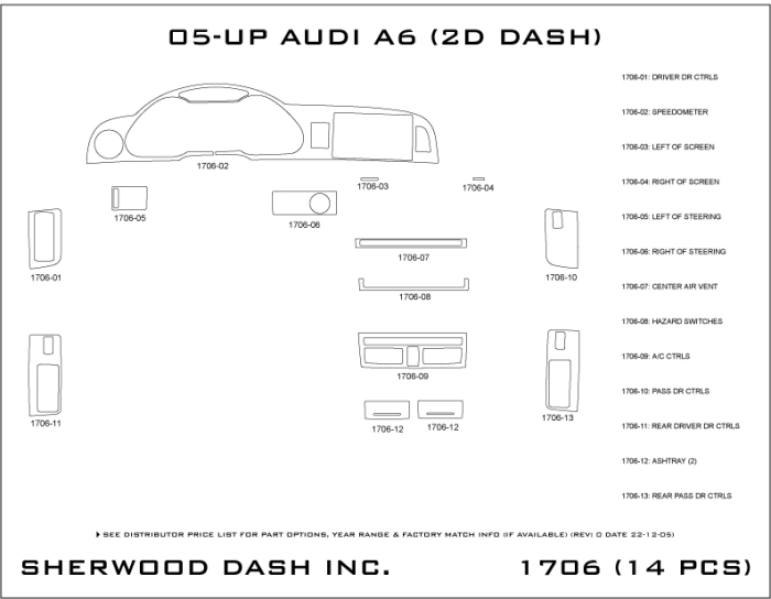 Audi A6 Sherwood 2D Flat Dash Kit thumbnail 5