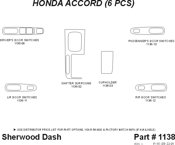 Honda Accord 4DR Sherwood 2D Flat Dash Kit thumbnail 5