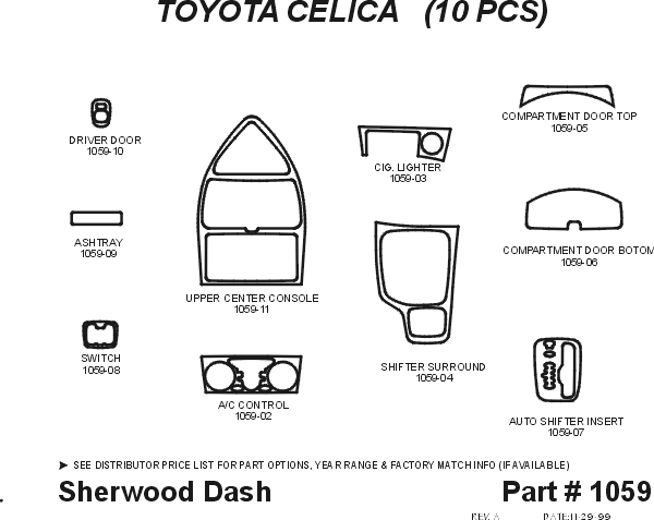 Toyota Celica Sherwood 2D Flat Dash Kit thumbnail 5