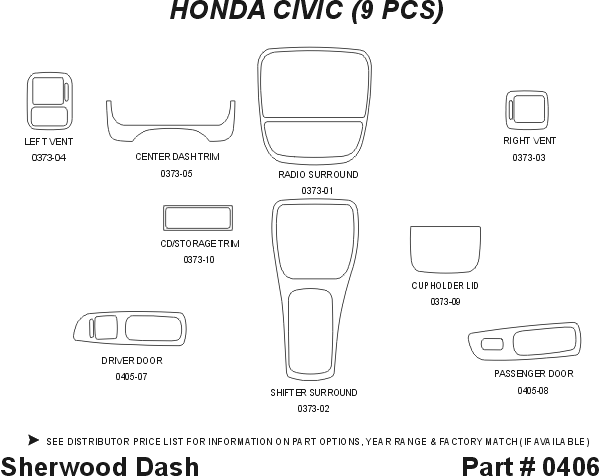 Honda Civic 2DR Sherwood 2D Flat Dash Kit thumbnail 5