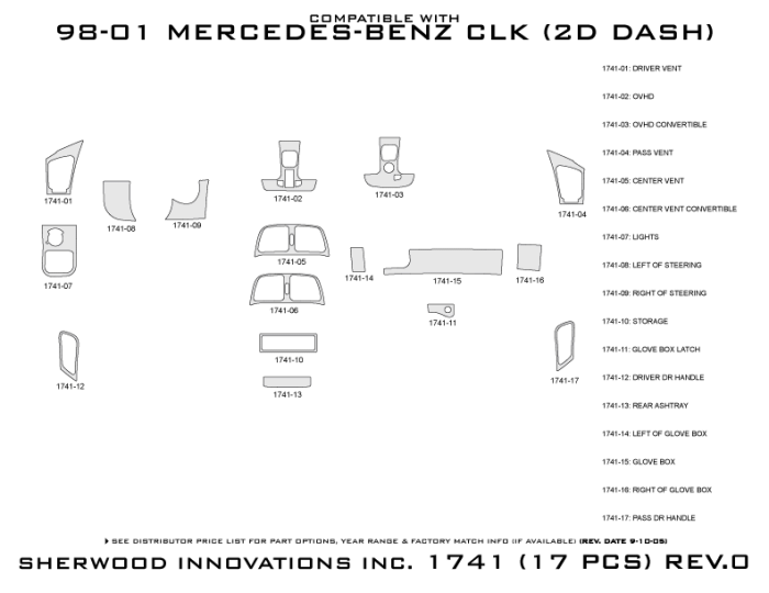 Mercedes-Benz CLK Sherwood 2D Flat Dash Kit thumbnail 5