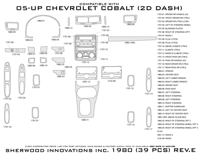 Chevrolet Cobalt Sherwood 2D Flat Dash Kit thumbnail 4