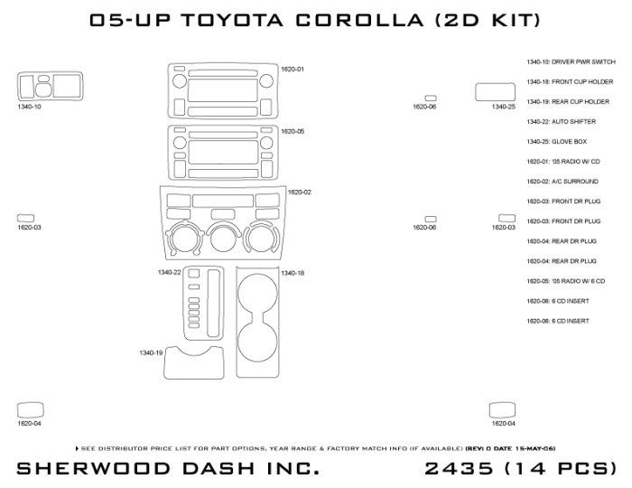 Toyota Corolla Sherwood 3D Molded Dash Upgrade Kit thumbnail 5