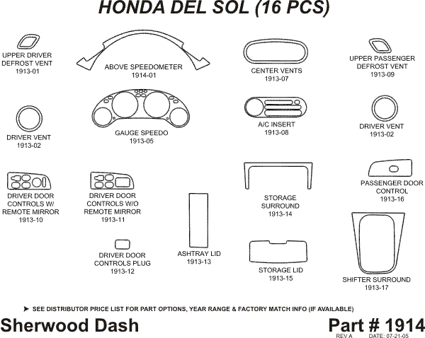 Honda Del Sol Sherwood 2D Flat Dash Kit thumbnail 5