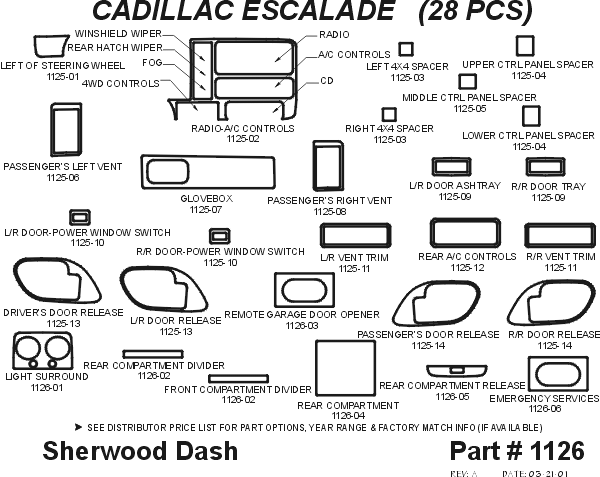 Cadillac Escalade Sherwood 2D Flat Dash Kit thumbnail 4