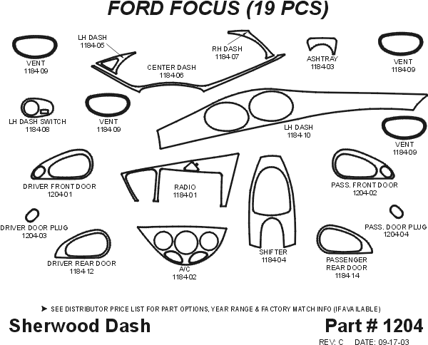 Ford Focus Sherwood 2D Flat Dash Kit thumbnail 5