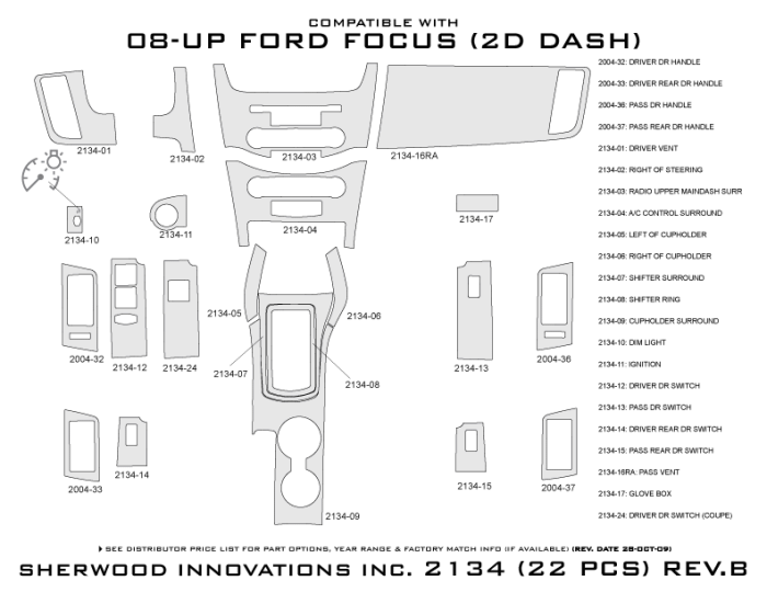 Ford Focus Sherwood 2D Flat Dash Kit thumbnail 5