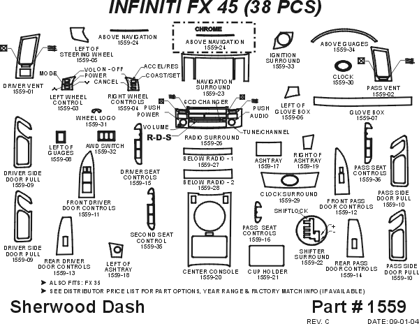 Infiniti FX35 Sherwood 2D Flat Dash Kit thumbnail 5