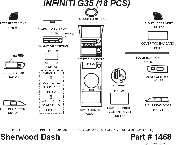 Infiniti G35 4DR Sherwood 2D Flat Dash Kit thumbnail 5