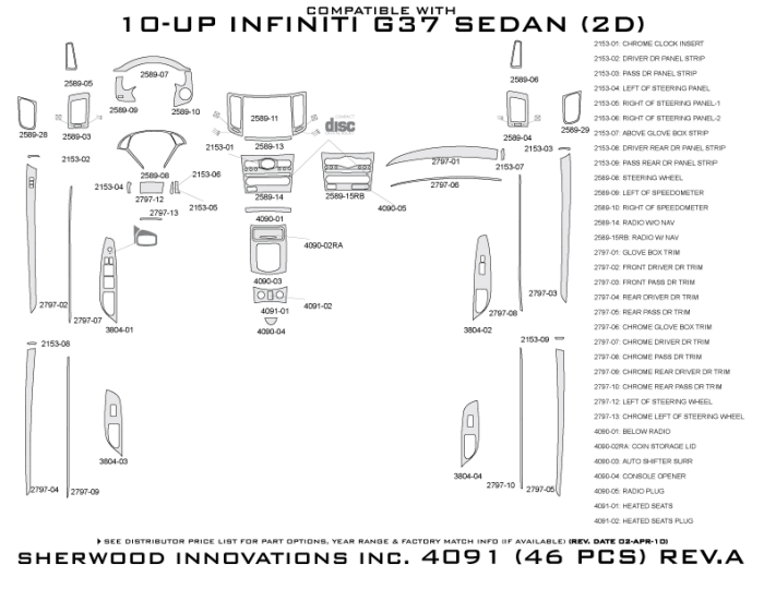 Infiniti G37 Sherwood 2D Flat Dash Kit thumbnail 5
