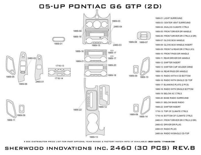 Pontiac G6 Sherwood 2D Flat Dash Kit thumbnail 5
