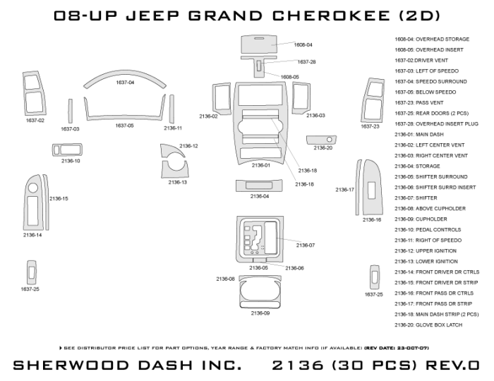 Jeep Grand Cherokee Sherwood 2D Flat Dash Kit thumbnail 5