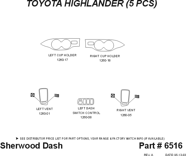 Toyota Highlander Sherwood 2D Flat Dash Kit thumbnail 5