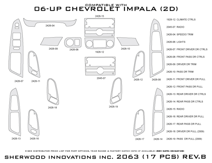 Chevrolet Impala Sherwood 2D Flat Dash Kit thumbnail 5