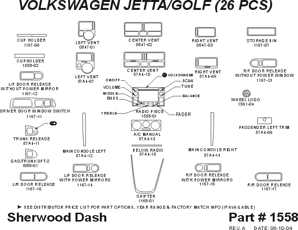 Volkswagen Jetta Sherwood 2D Flat Dash Kit thumbnail 5
