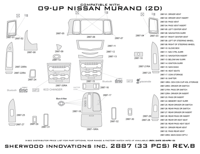 Nissan Murano Sherwood 2D Flat Dash Kit thumbnail 5