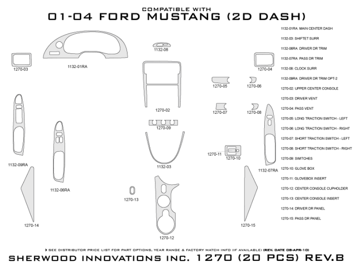 Ford Mustang Sherwood 2D Flat Dash Kit thumbnail 5