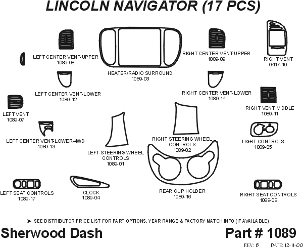 Lincoln Navigator Sherwood 2D Flat Dash Kit thumbnail 5