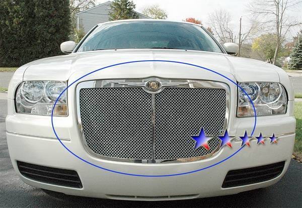 Chrysler 300 APS Wire Mesh Grille - with Vertical Center Bar - Upper - Stainless Steel - R75300X