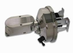 SSBC Billet Aluminum Dual Bowl Master Cylinder - Finned Cap and 9 Inch Chrome Booster - A28141CB-2