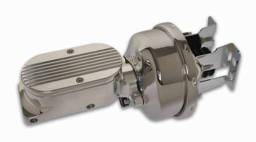 SSBC Billet Aluminum Dual Bowl Master Cylinder - Finned Cap and 7 Inch Chrome Booster - A28142CB-2