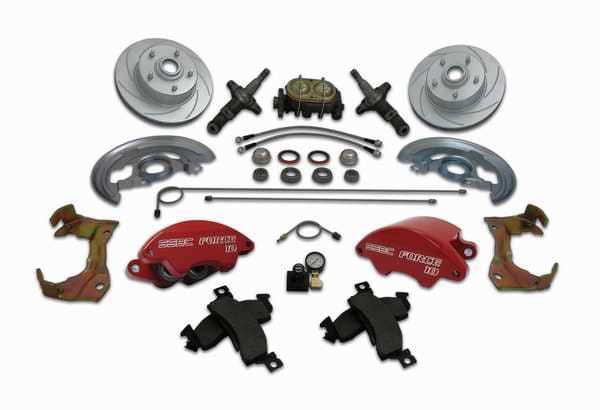 SSBC Non-Power Drum To Disc Brake Conversion Kit with Force 10 Extreme 4 Piston Aluminum Calipers - Front - A123-ADS