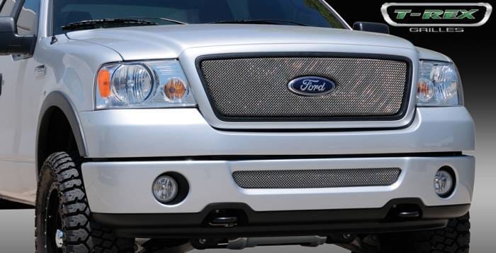 Ford F150 T-Rex Sport Series Formed Mesh Grille - Stainless Steel - Triple Chrome Plated with Logo Opening - 44556