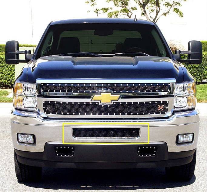Chevrolet Silverado T-Rex Upper Class Mesh Bumper Grille - Top Steel Bumper Opening - All Black - 52114