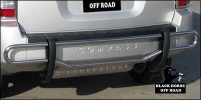 Jeep Compass Black Horse Rear Bumper Guard - Double Tube