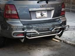 Kia Sorento Black Horse Rear Bumper Guard - Double Tube