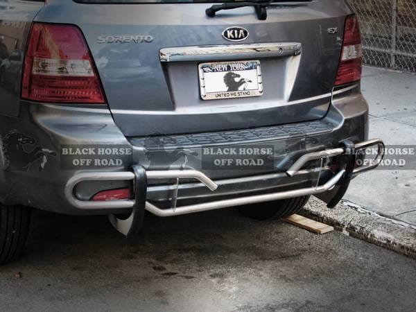Kia Sorento Black Horse Rear Bumper Guard - Double Tube