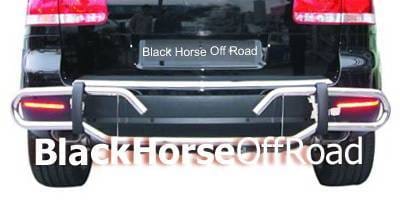 Volkswagen Touareg Black Horse Rear Bumper Guard - Double Tube
