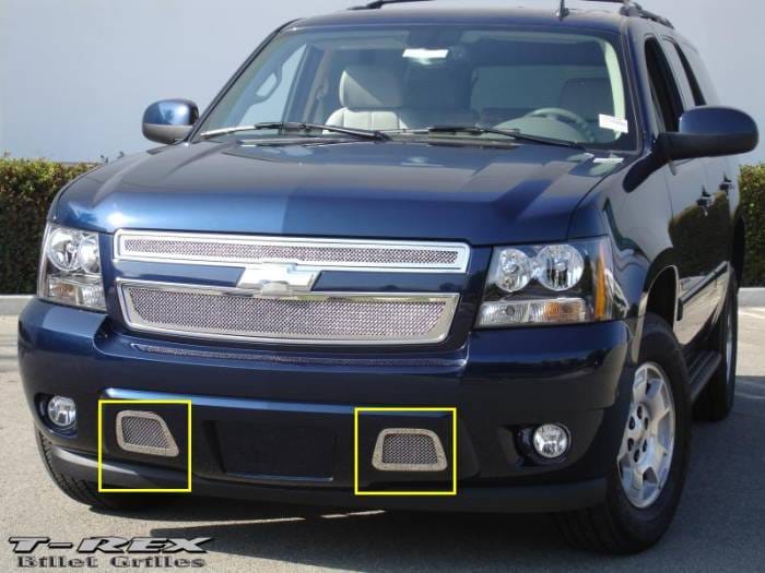 Chevrolet Suburban T-Rex Upper Class Polished Stainless Bumper Mesh Grille - Remove Tow Hooks - 2PC - 55051