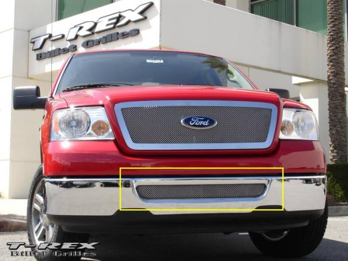 Ford F150 T-Rex Upper Class Polished Stainless Bumper Mesh Grille with Formed Mesh Center - 55555