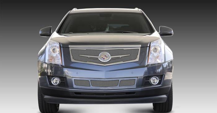 Cadillac SRX T-Rex Upper Class Mesh Grille - Replacement - Full Opening with Winged OE Logo Plate - Chrome - 56186