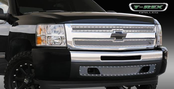 Chevrolet Silverado T-Rex X-Metal Series Studded Main Grille - Polished Stainless Steel - 2PC Style - 6711100 thumbnail 2