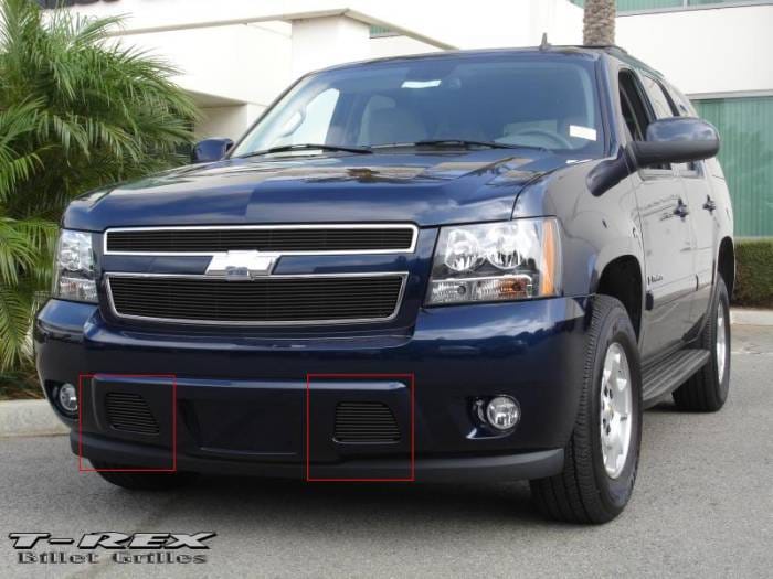 Chevrolet Tahoe T-Rex Bumper Billet Grille - Remove Tow Hooks - 11 Bars - All Black - 2PC - 25051B
