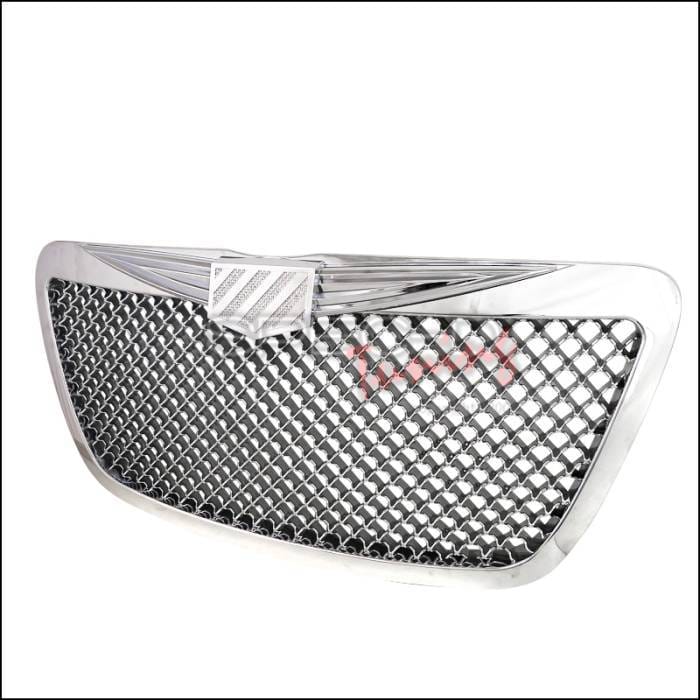 Chrysler 300 Spec-D Mesh Grille - Chrome with Bling Logo - HG-300C11F