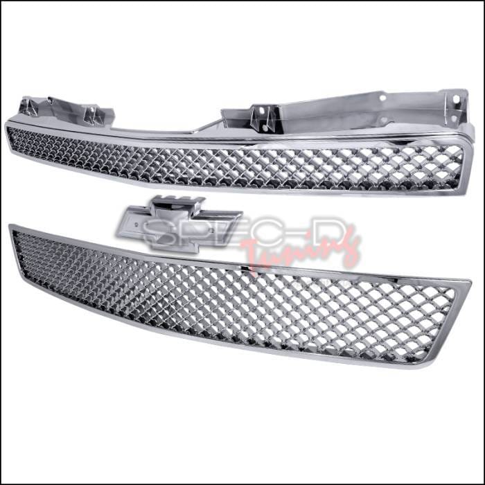 Chevrolet Tahoe Spec-D Mesh Front Grille Upper & Lower - Chrome - 2PC - HG-AVA07C2P-GL