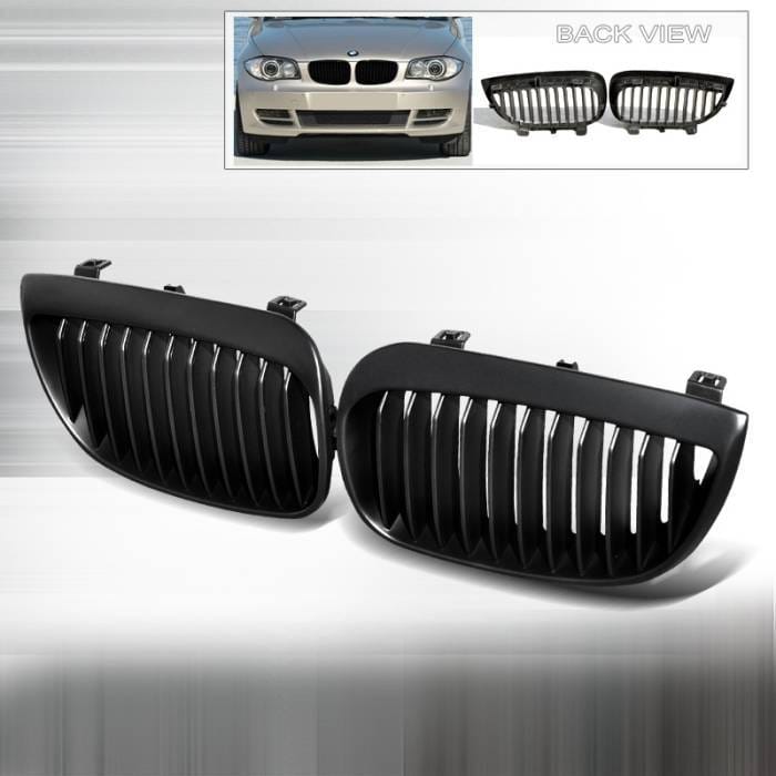 BMW 1 Series Spec-D Front Hood Grille - Black - HG-E8708BB