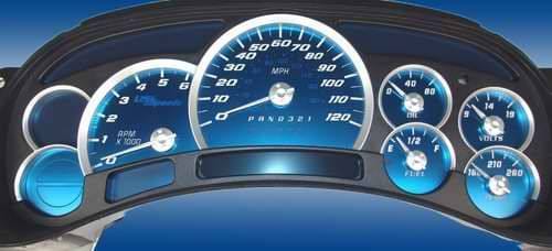 US Speedo Aqua Blue Stainless Steel Gauge Face Kit with White Background and Matching Needles - AQ GM 11