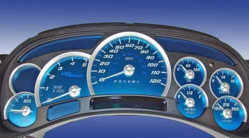 US Speedo Aqua Blue Stainless Steel Gauge Face Kit with White Background and Matching Needles - AQ GM 13