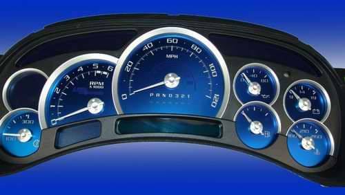 US Speedo Aqua Blue Stainless Steel Gauge Face Kit with White Background and Matching Needles - AQ GM 15