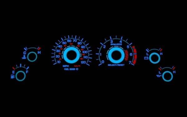 Ford Mustang Stack Racing White Face Reverse Glow Gauges - 52013