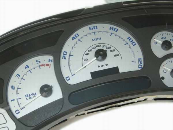 US Speedo Silver Platinum Exotic Color Gauge Face - Displays 120 MPH - Gas - No Transmission Temperature - CK1200532