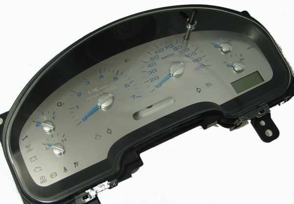 US Speedo Stainless Steel Gauge Face with Blue Back and Color Match Needles - Displays - SS F 05B